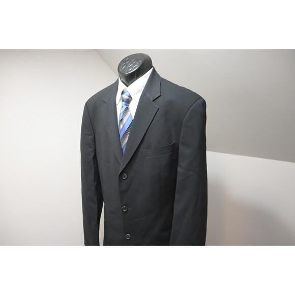 Hugo Boss Einstein Beta 100% Wool Pleated Black 3 Piece Suit Mens 35 x 33 42 L